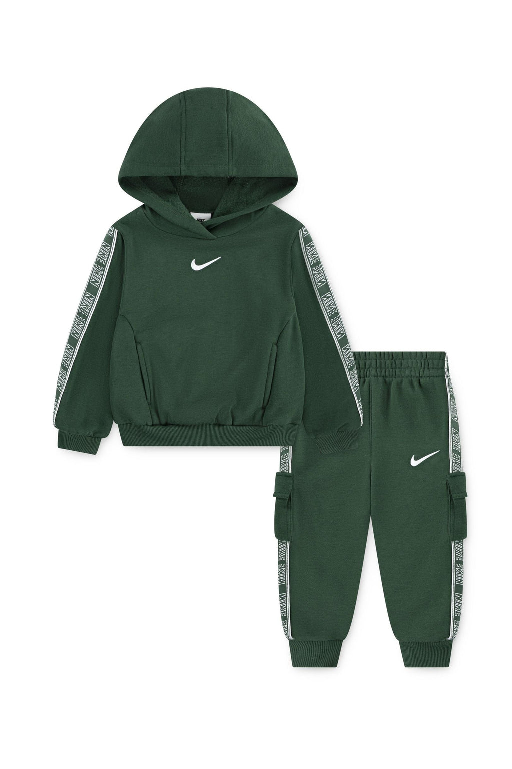 חליפת טרנינג NIKE קפוצ'ון ופסי לוגו לבנים לילדים Green / 2Y