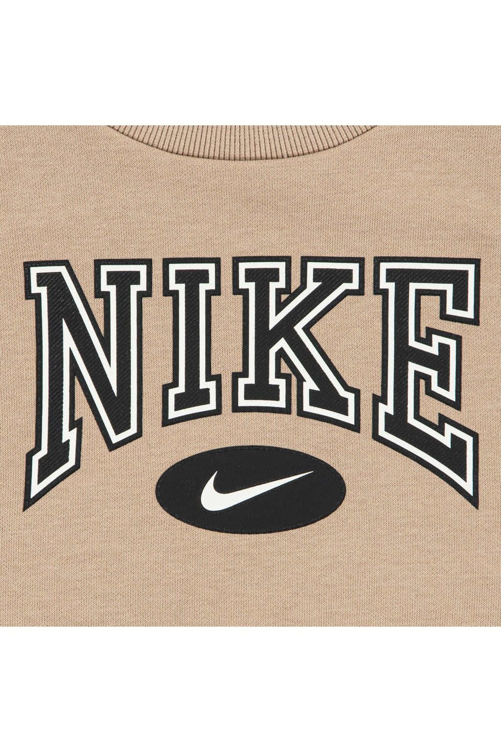 חליפת טרנינג NIKE עם פסי צד שחורים ולוגו קדמי לילדים BEIGE / 2Y