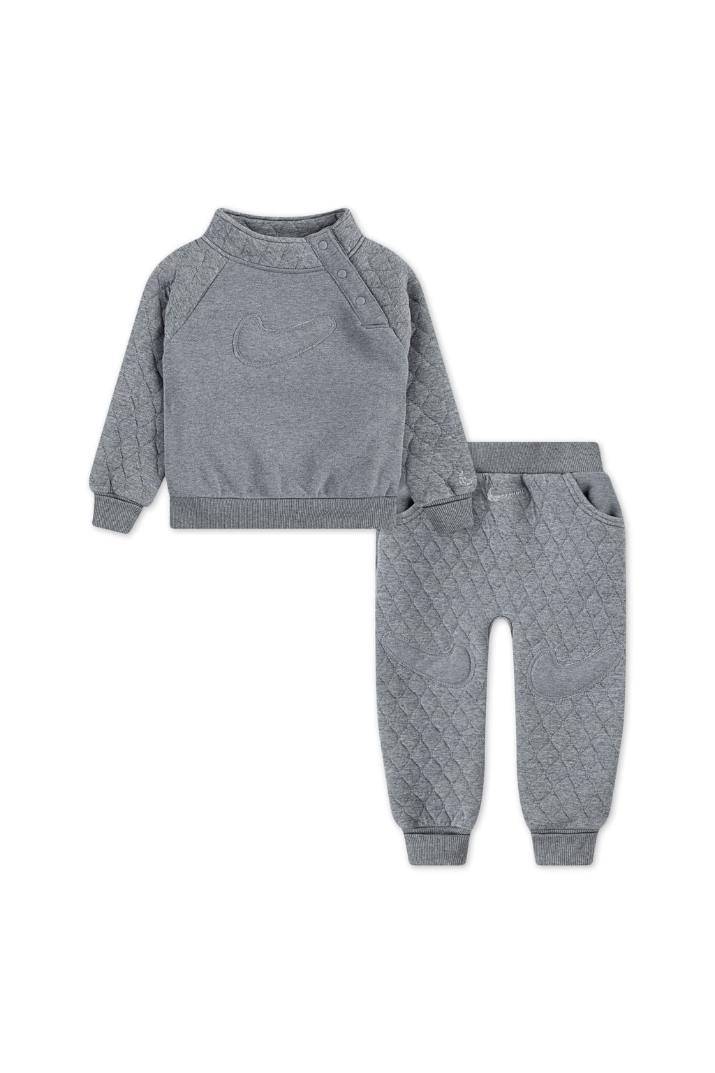 חליפת טרנינג קווילט NIKE אפורה עם לוגו רקום לילדים BLACK / 2Y