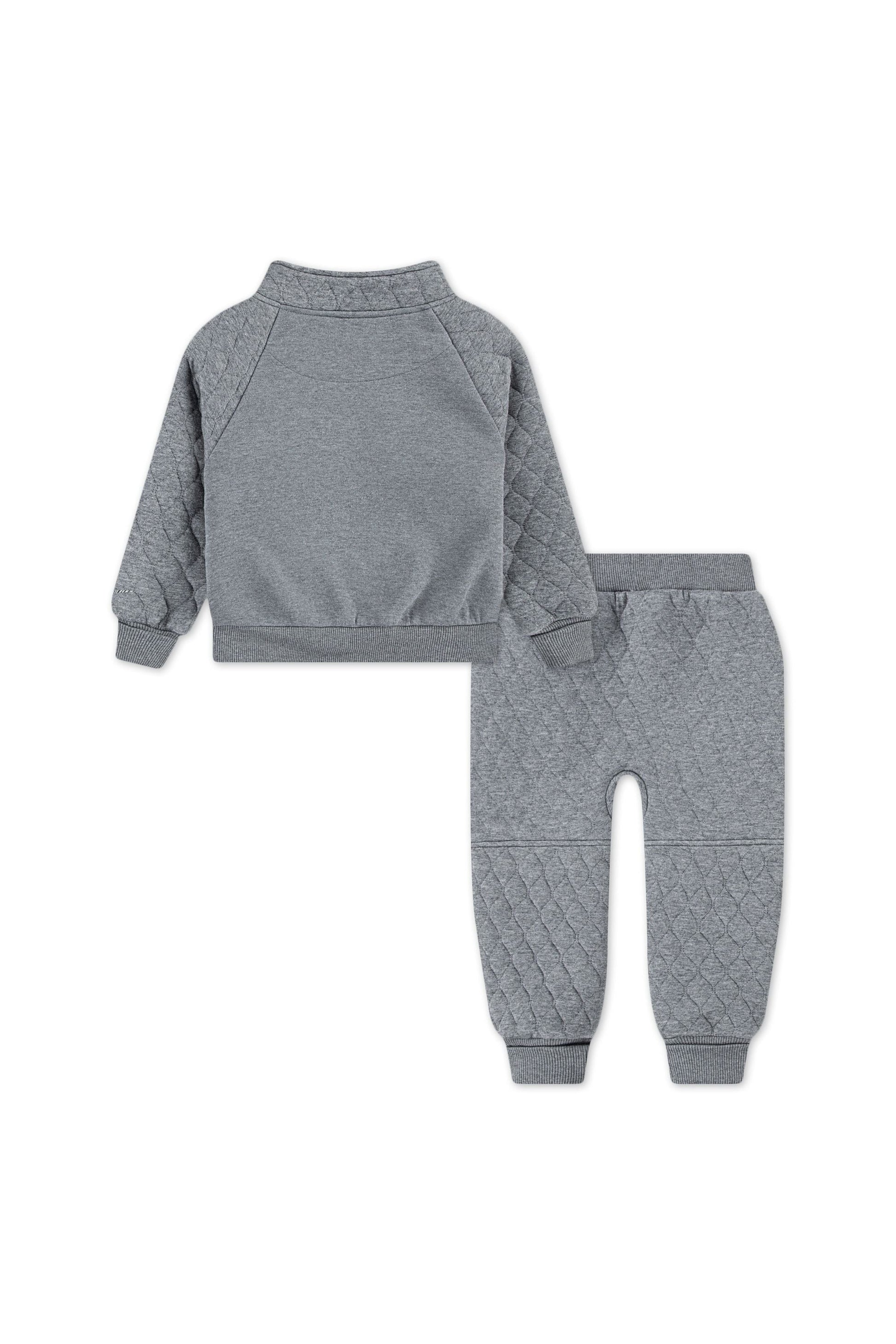 חליפת טרנינג קווילט NIKE אפורה עם לוגו רקום לילדים BLACK / 2Y