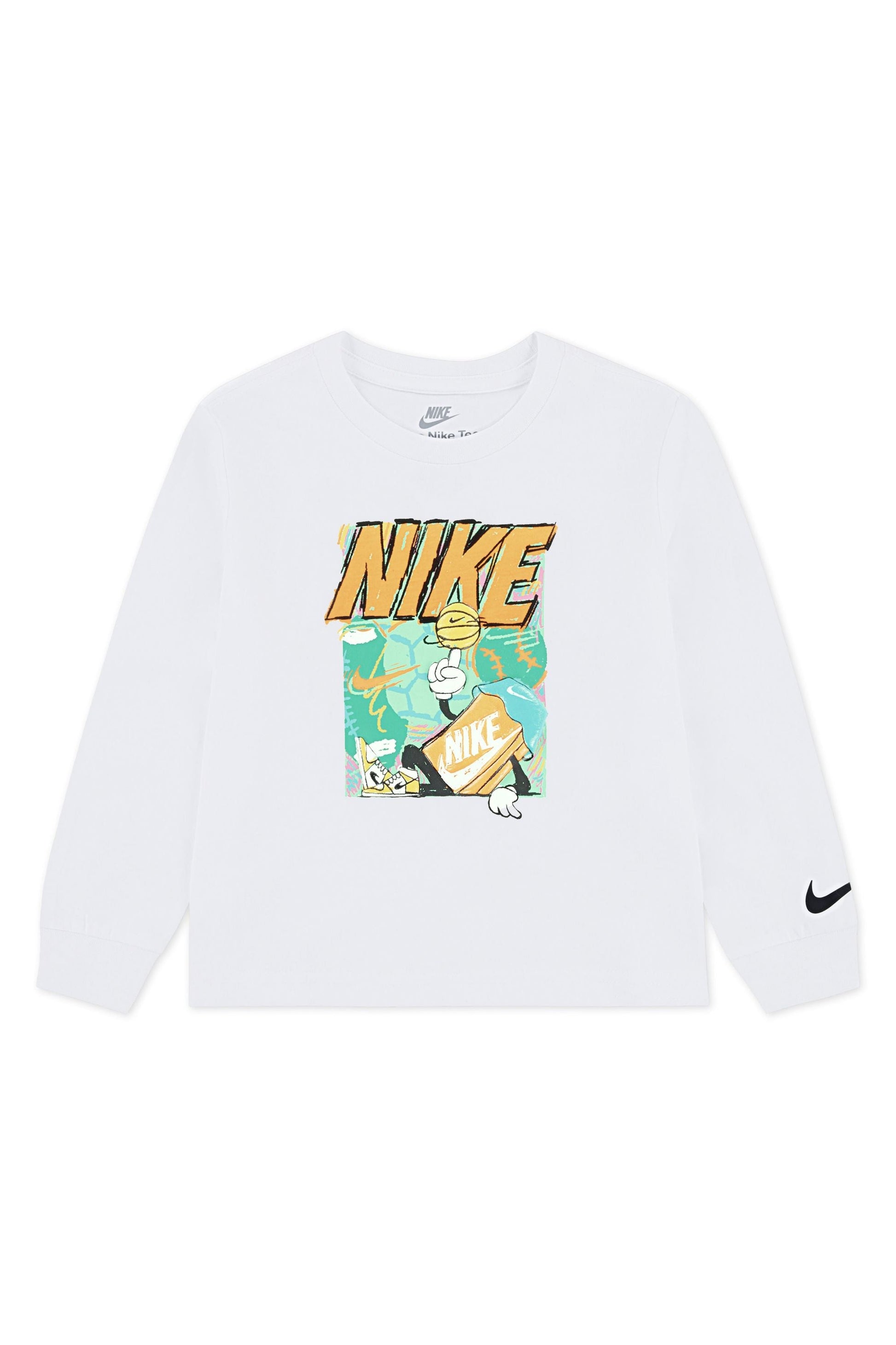 חולצת טישירט NIKE עם עיצוב גרפי בסגנון קומיקס לילדים BEIGE / 2Y