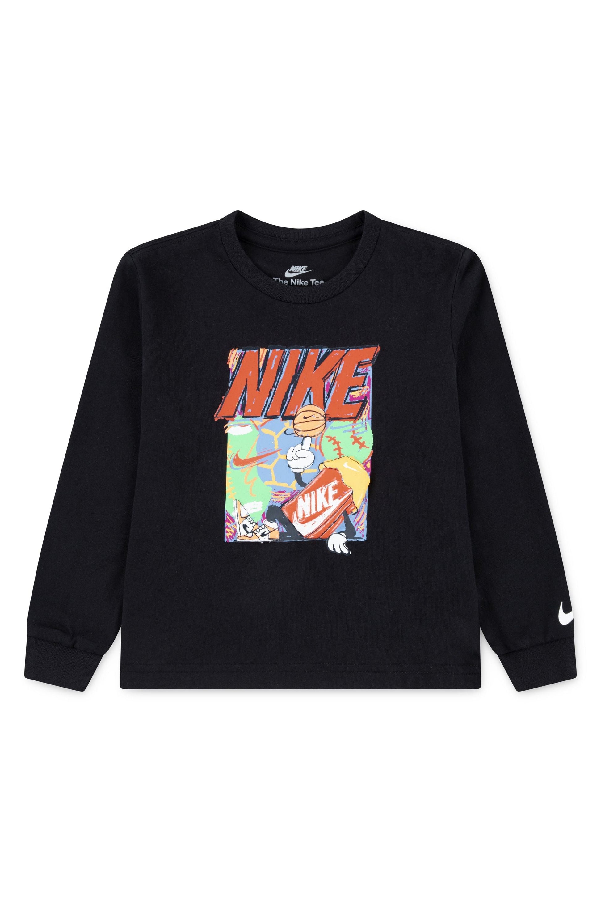 חולצת טישירט NIKE עם עיצוב גרפי בסגנון קומיקס לילדים BLACK / 2Y