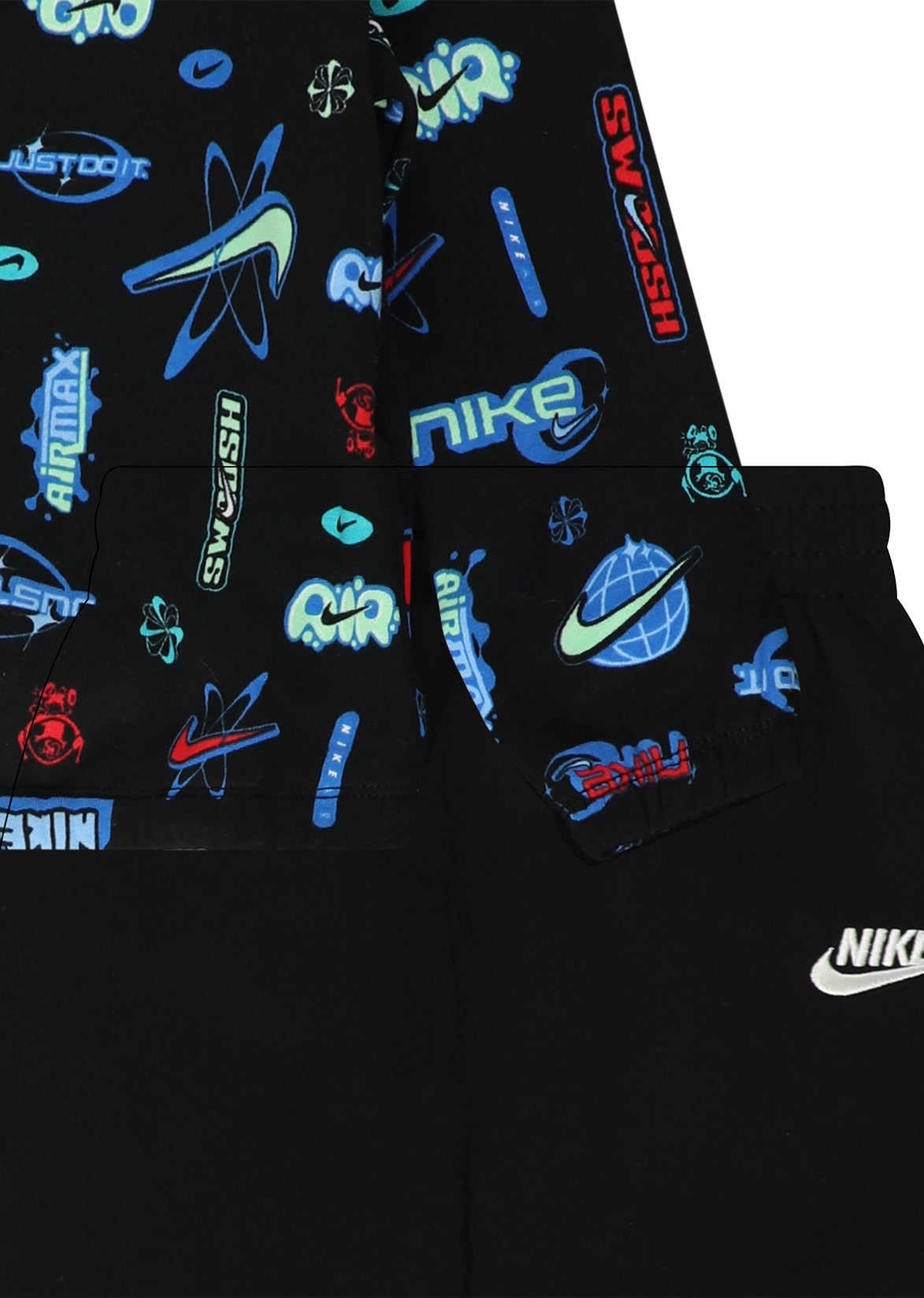 חליפת טרנינג NIKE קפוצ׳ון מודפס ומכנסי ג׳וגר לילדים BLACK / 2Y