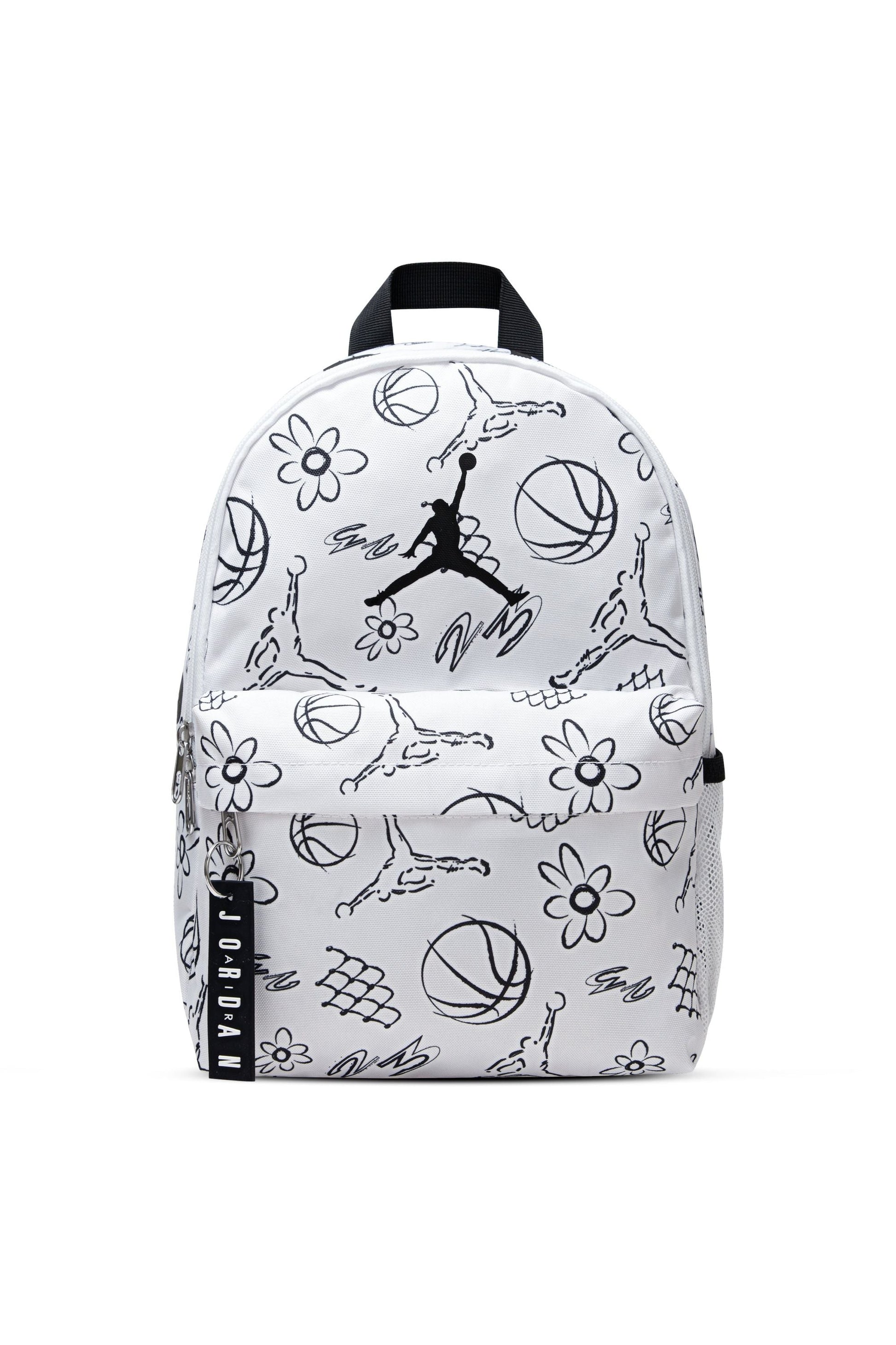 תיק גב JORDEN לבן עם הדפס פרחוני וכדורסל לילדים BEIGE / 8-10Y