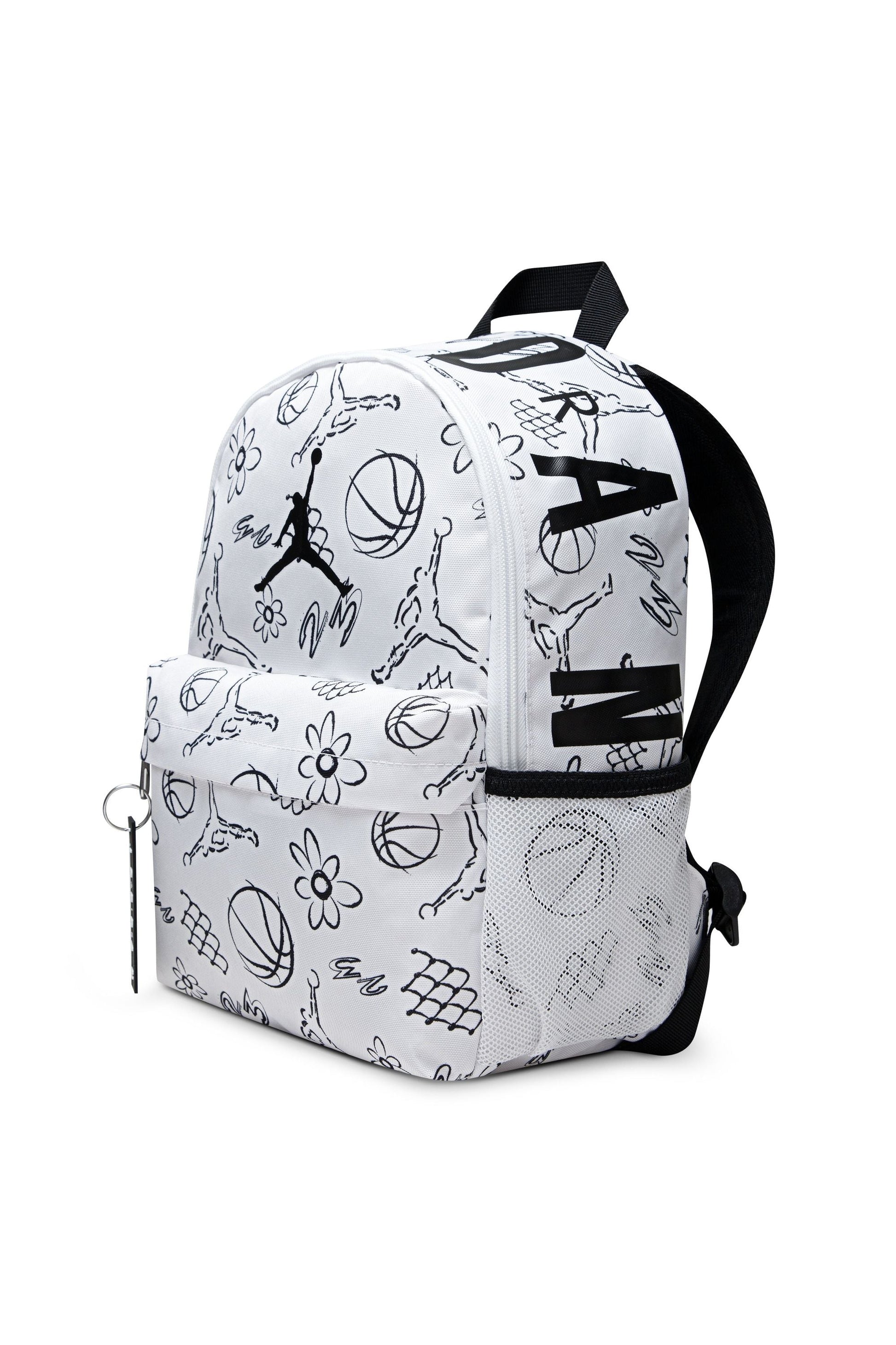 תיק גב JORDEN לבן עם הדפס פרחוני וכדורסל לילדים BEIGE / 8-10Y