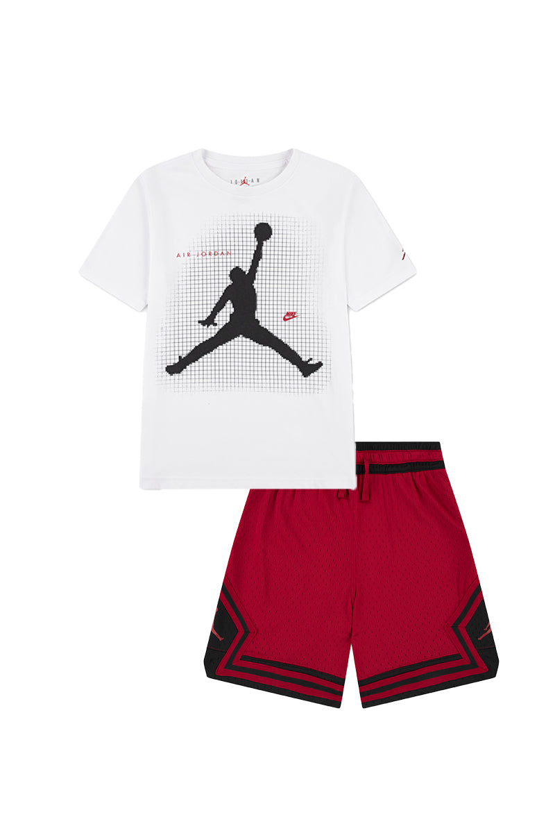 לילדים JUMPMAN GRID BLUR JORDAN חליפת WHITE / 4XY