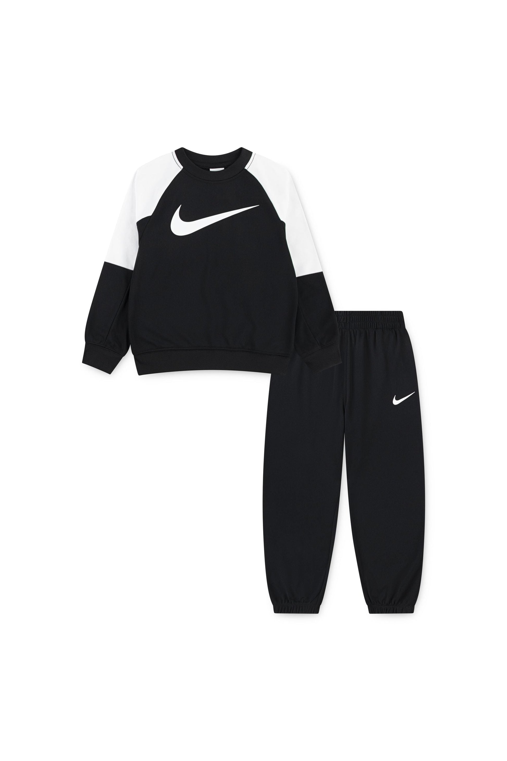 חליפת טרנינג NIKE שרוולים לבנים ולוגו סווש גדול לילדים BLACK / 4XY