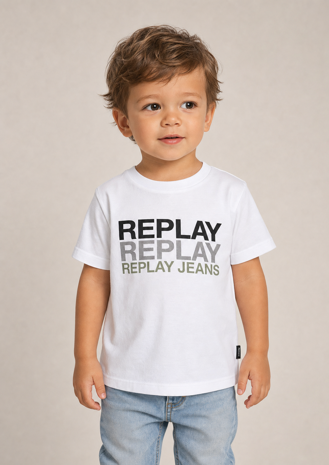 Replay toddler white graphic tee front