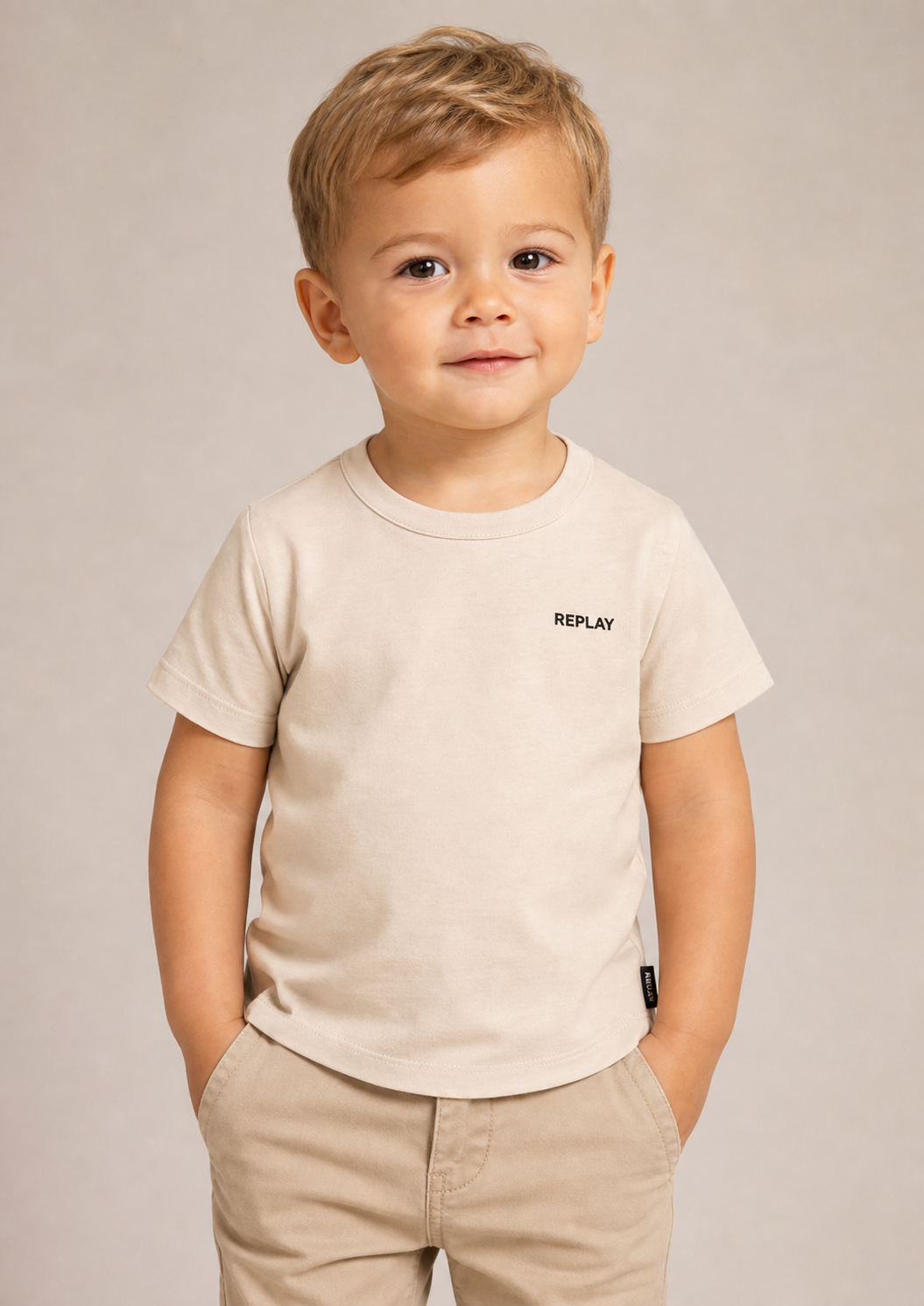 Replay toddler beige basic tee front
