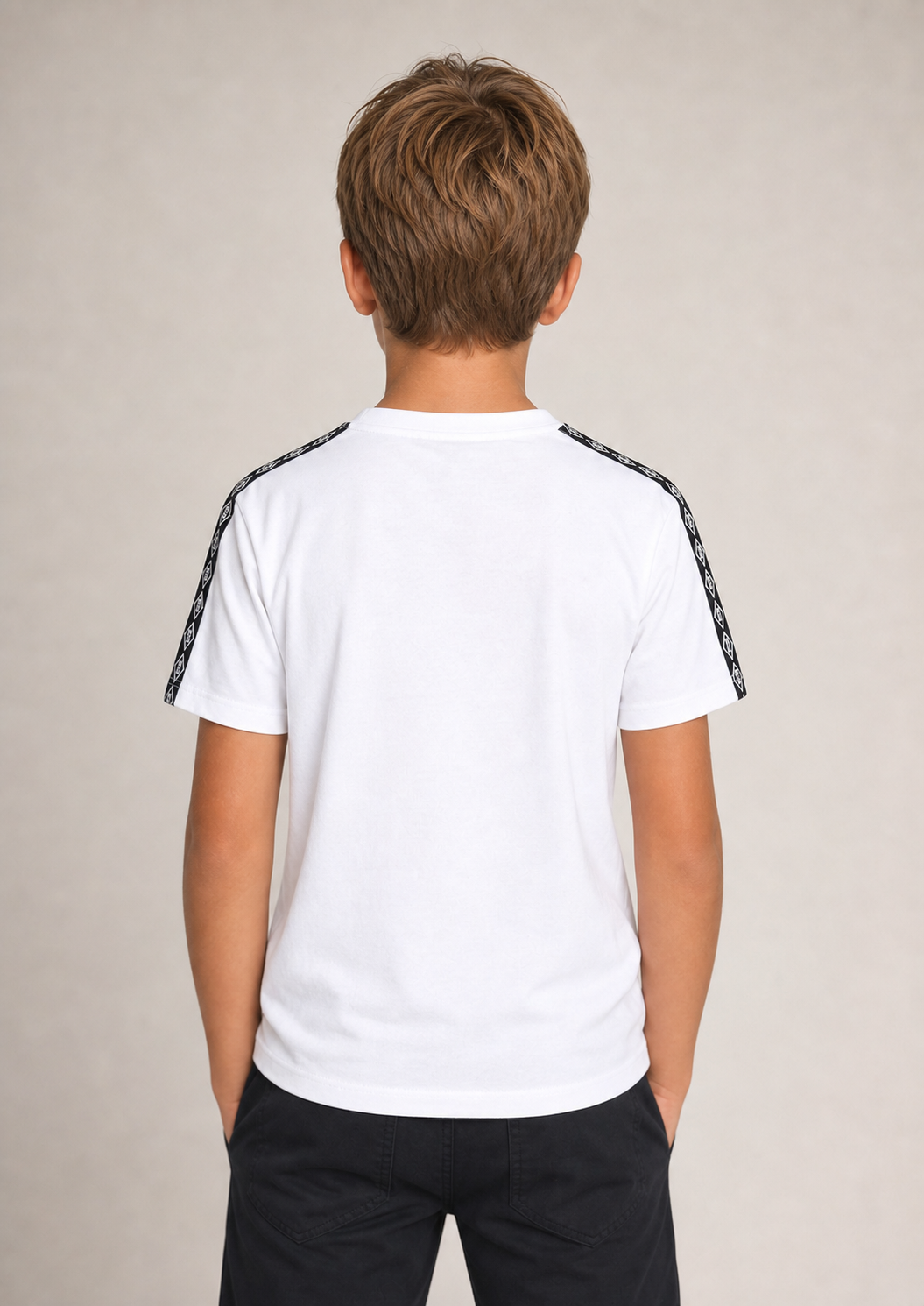 Replay boys white shoulder tape tee back