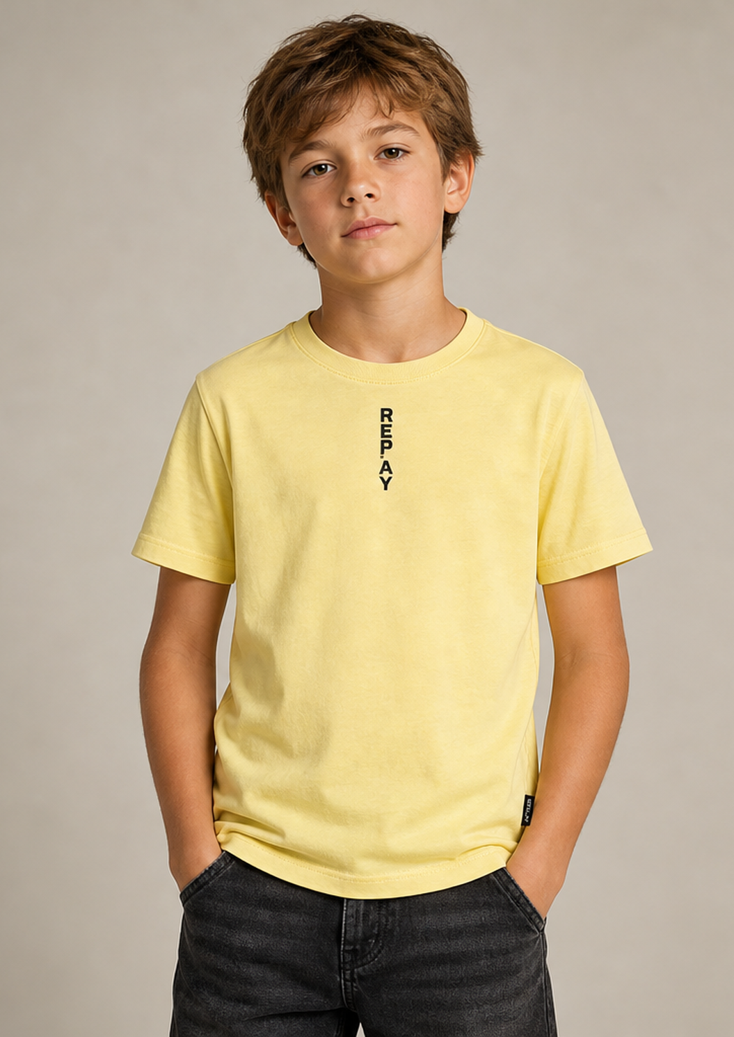REPLAY boys yellow tee front