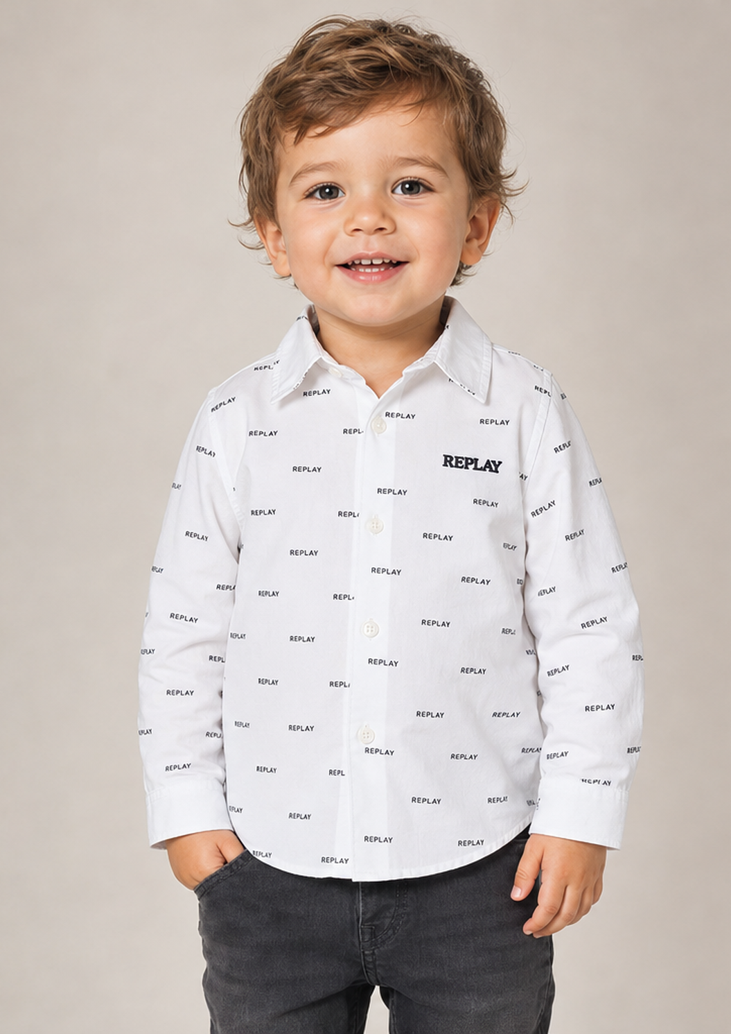 REPLAY baby boys white shirt front
