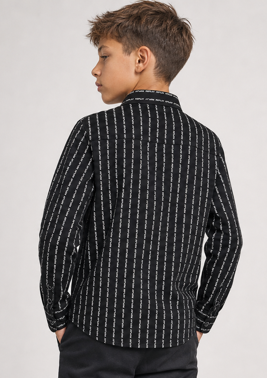 REPLAY boys black logo shirt back
