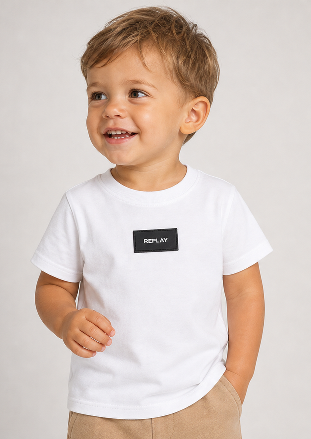 REPLAY baby boys white patch tee front
