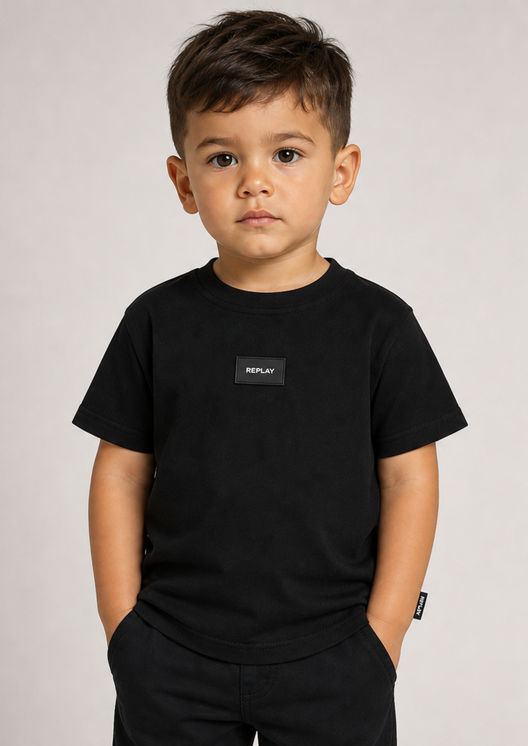 REPLAY baby boys black patch tee front