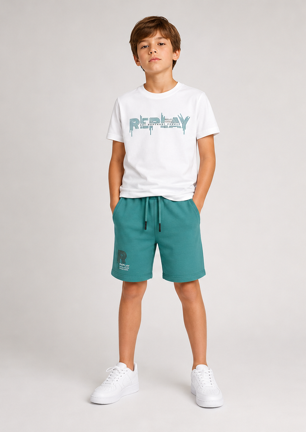 REPLAY boys teal set front