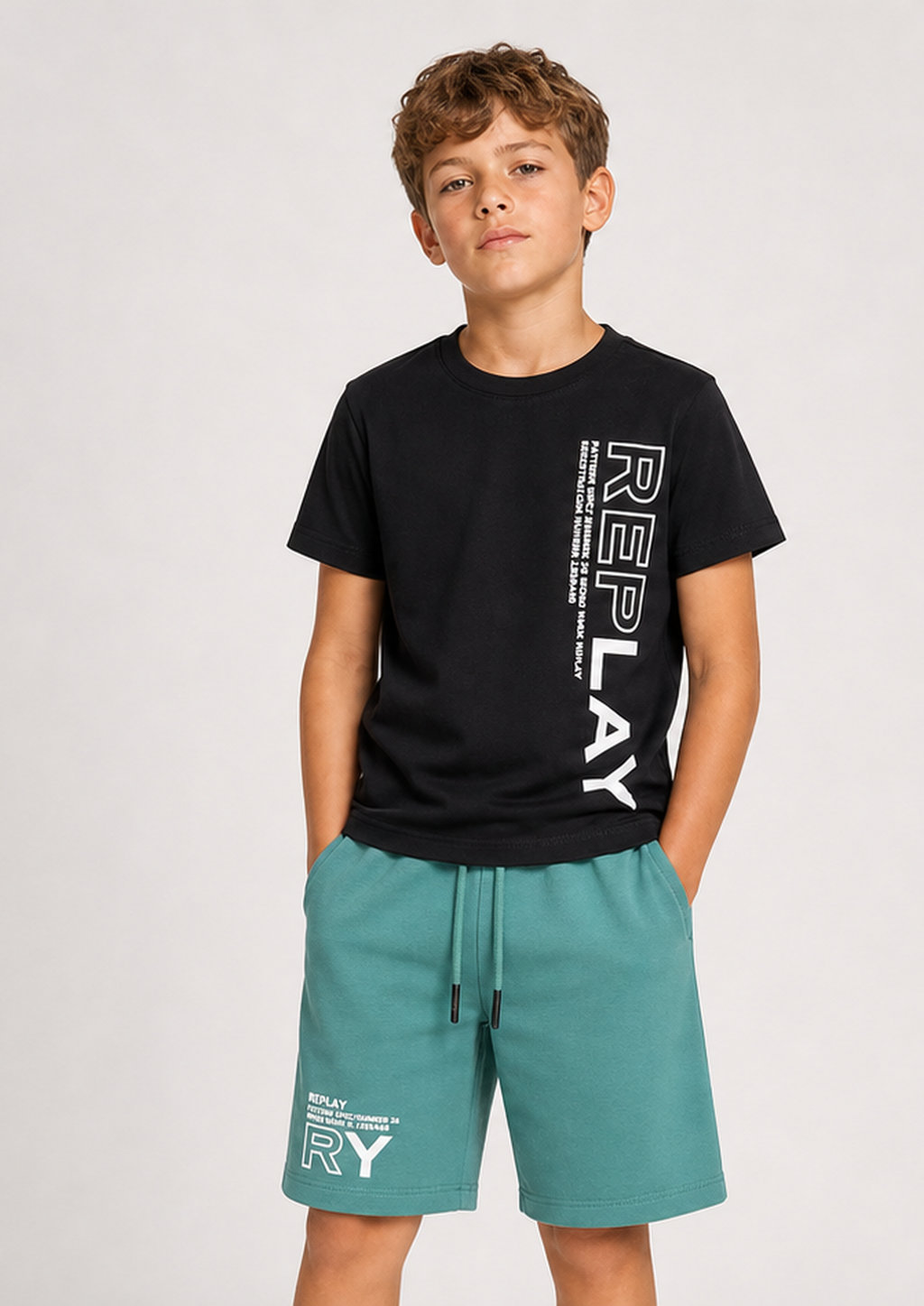 REPLAY boys black teal set front