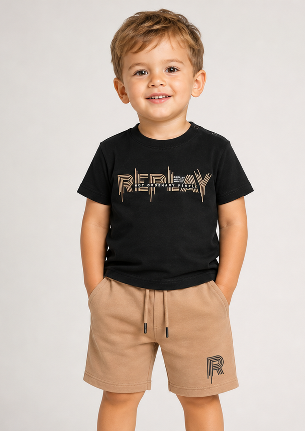 REPLAY baby boys black camel set front