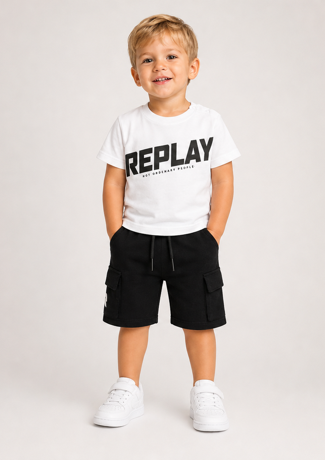 REPLAY baby boys white black set front