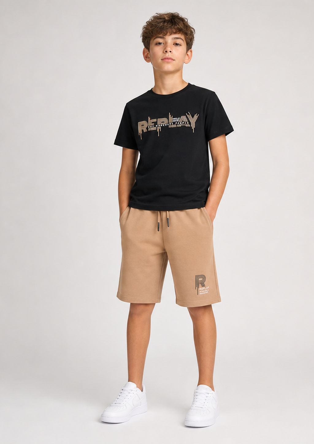 REPLAY boys black camel set front