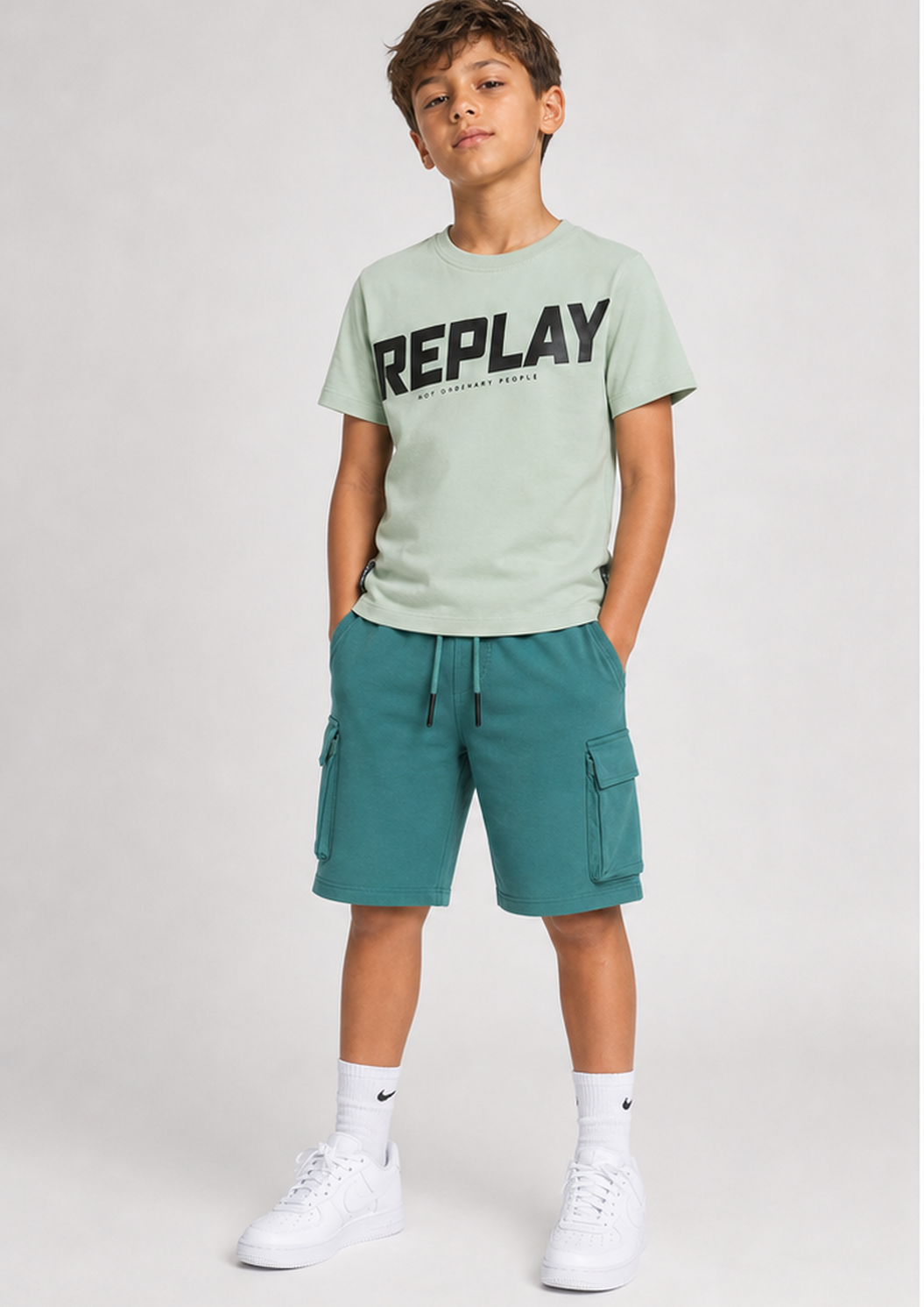 REPLAY boys mint logo set front