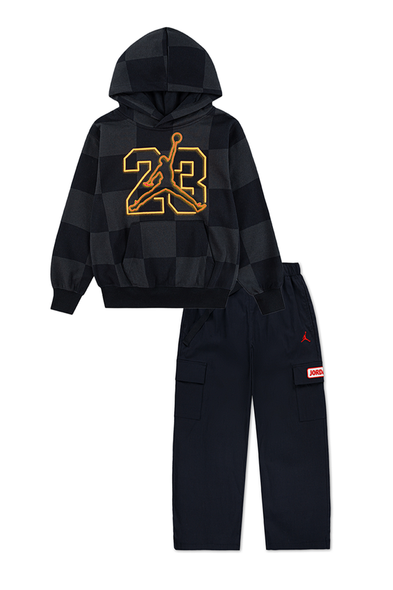 חליפת טרנינג JORDAN קפוצ'ון עם כיס קדמי ולוגו Jumpman לילדים