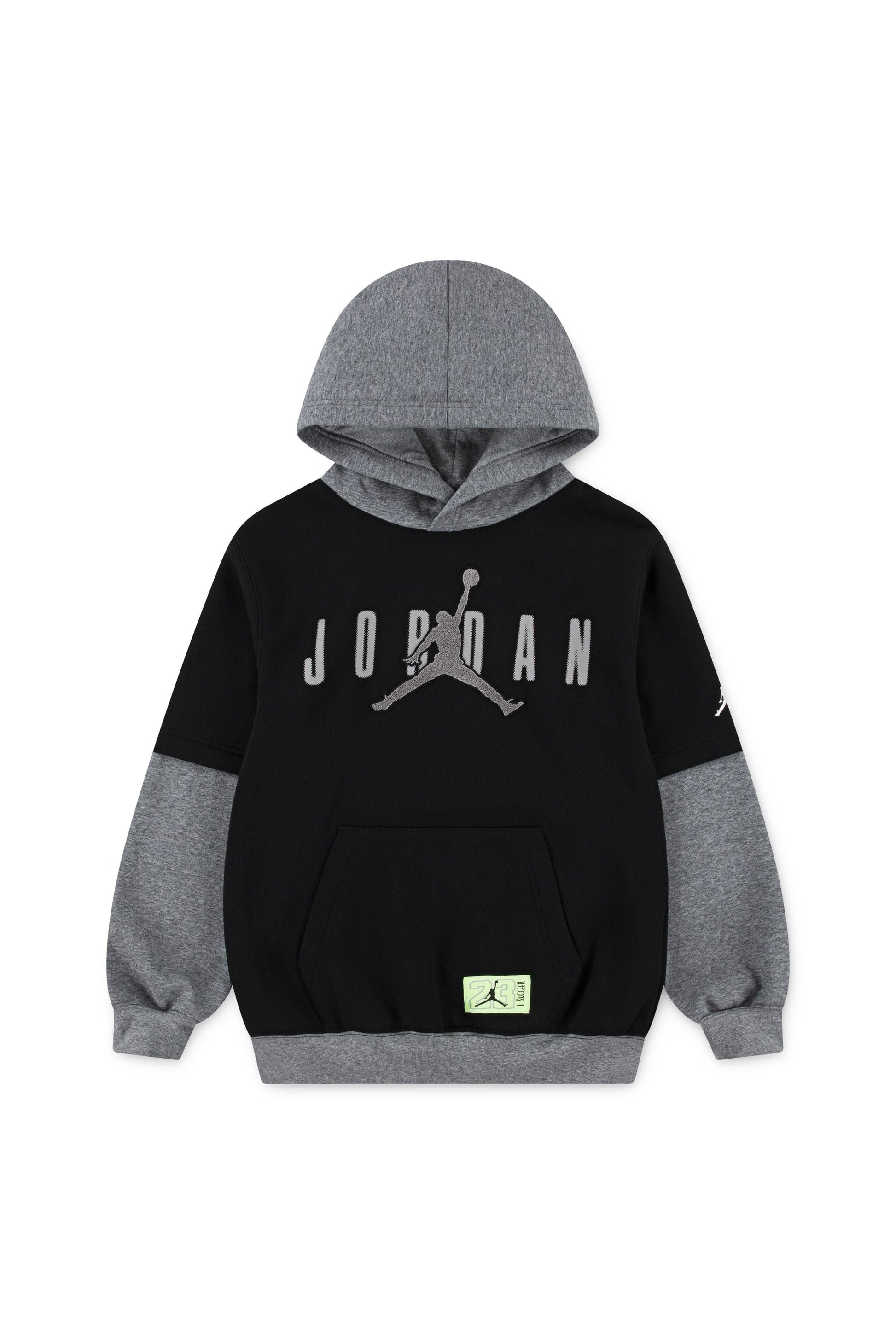 חליפת טרנינג JORDAN קפוצ’ון בעיצוב לוגו ג’אמפמן לילדים BLACK / 12-13Y