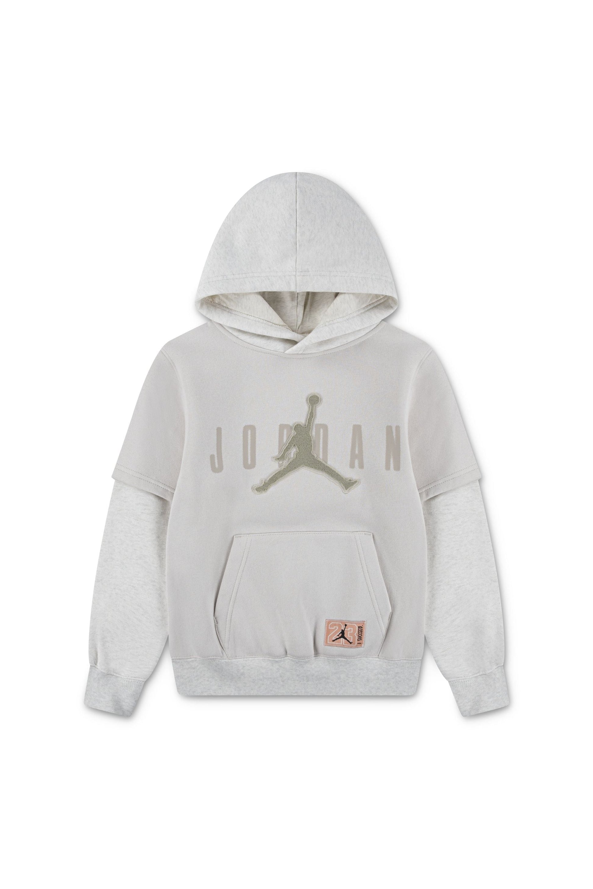 חליפת טרנינג JORDAN קפוצ’ון בעיצוב לוגו ג’אמפמן לילדים GRAY / 12-13Y