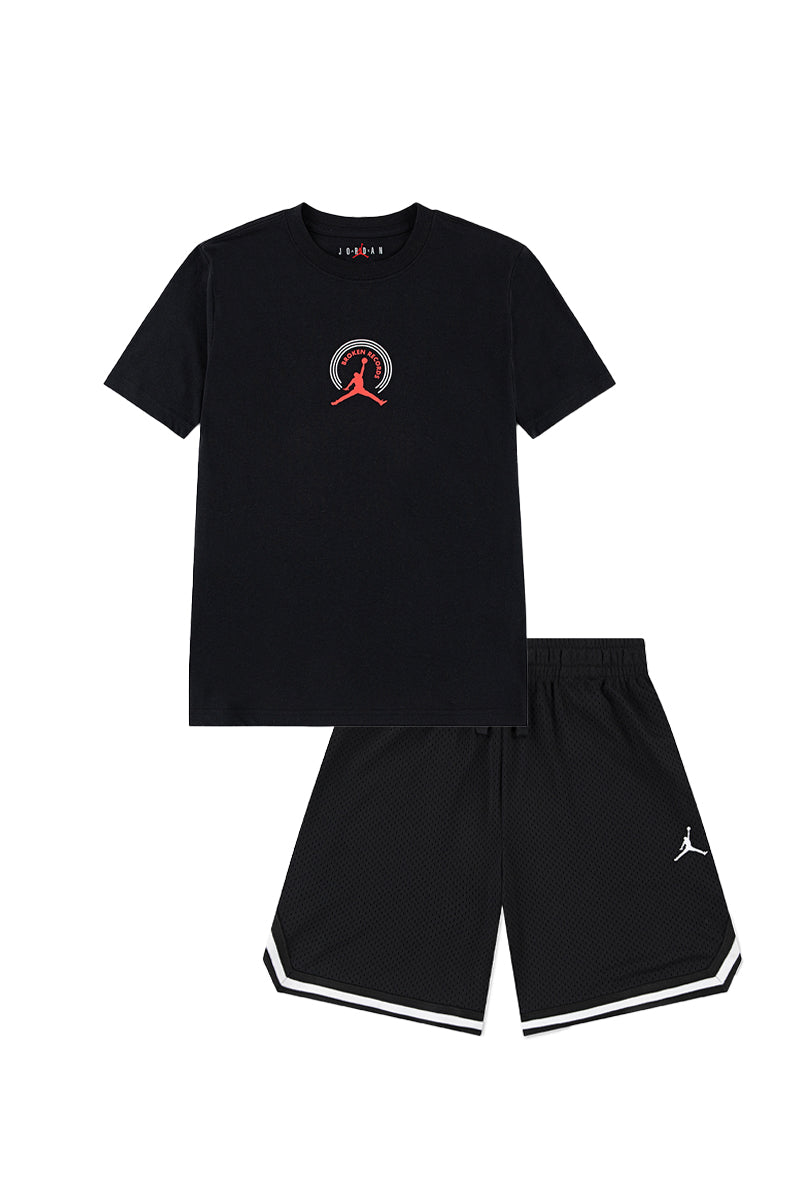 לילדים MJ BROKEN RECORDS TEE JORDAN חליפת BLACK / 8-10Y