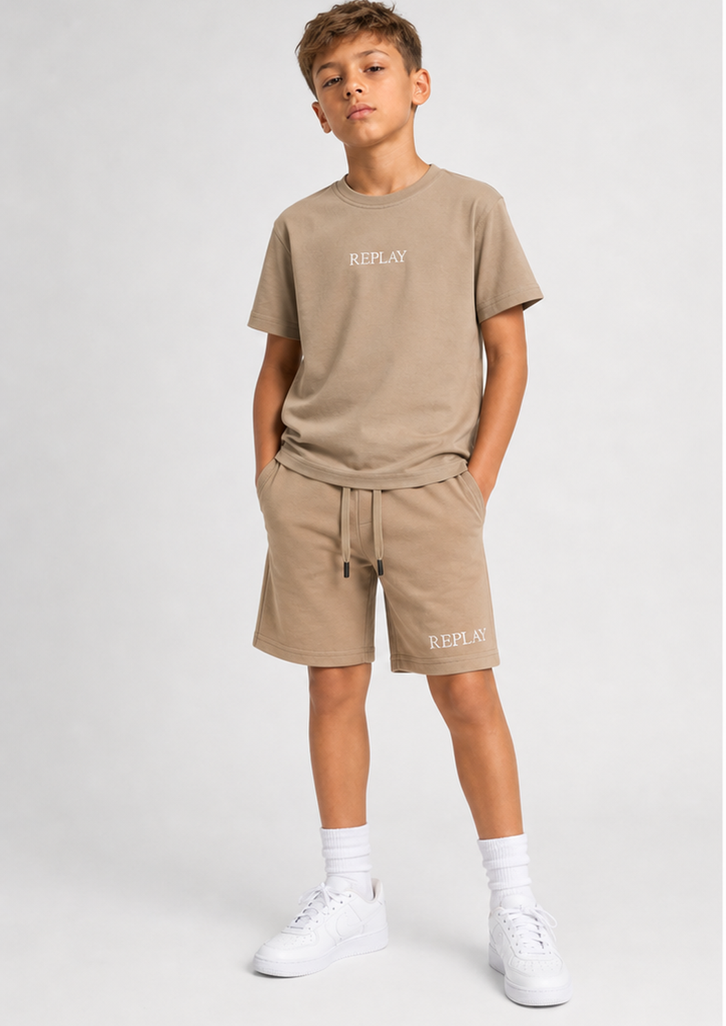 REPLAY boys taupe rply set front