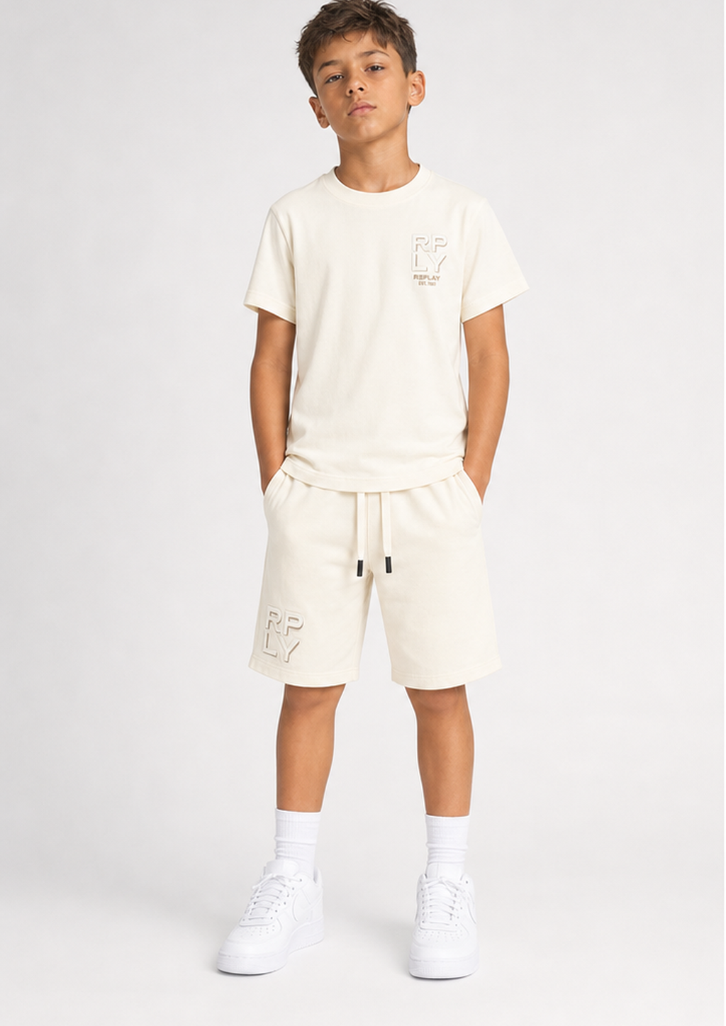 REPLAY boys off white rply side set front