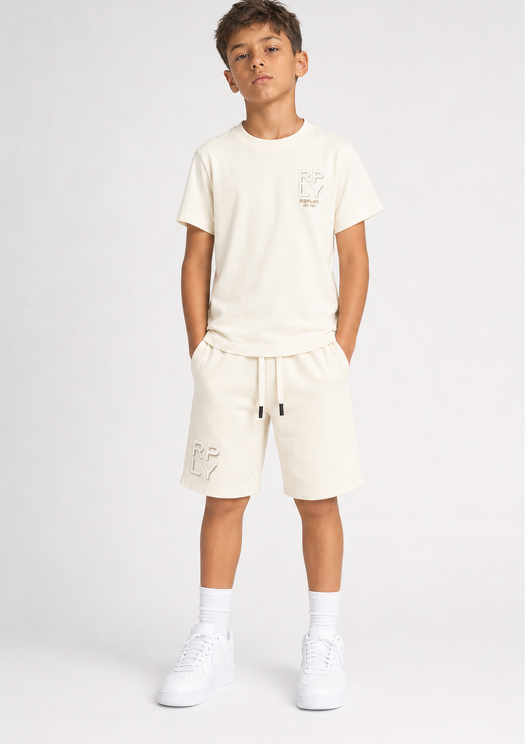 REPLAY boys off white rply side set front