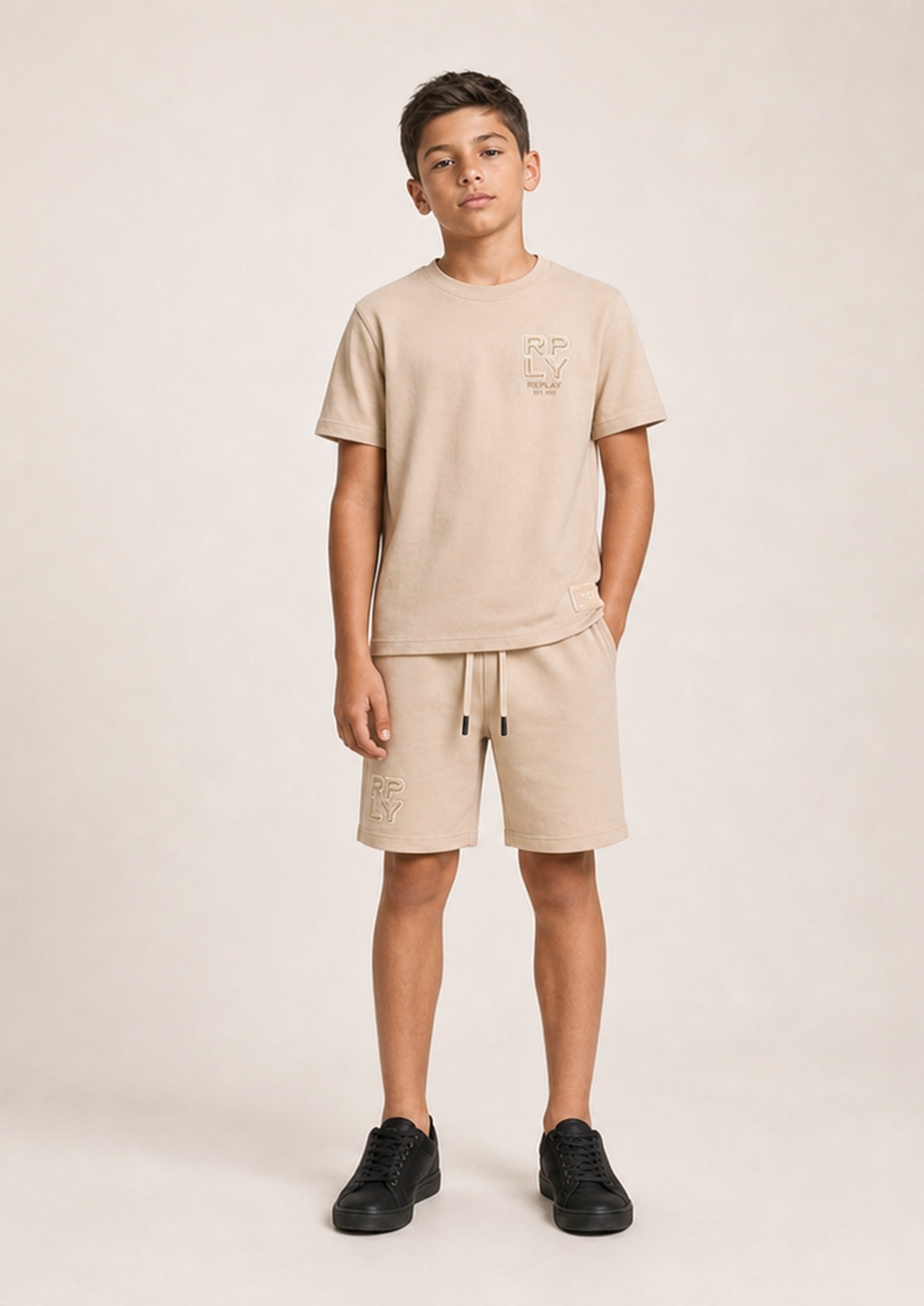 REPLAY boys beige rply side set front