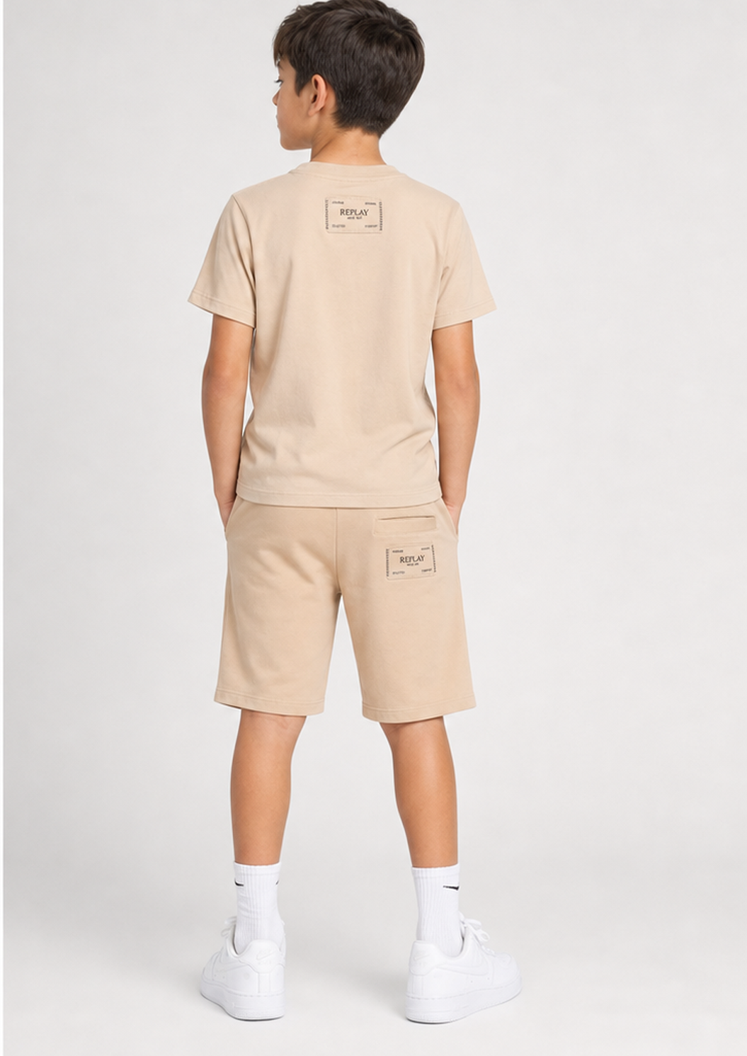 REPLAY boys beige italy logo set back