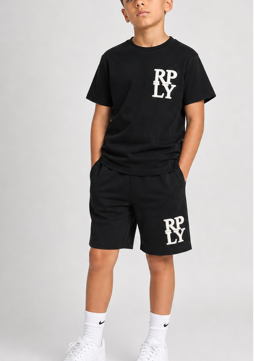 REPLAY boys black white rply set front