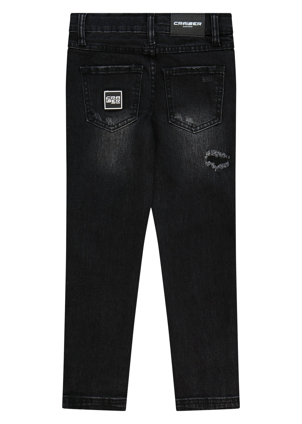 מכנסי ג'ינס CRAISER בשטיפה אפורה וקרעים עדינים לילדים BLACK / 2Y