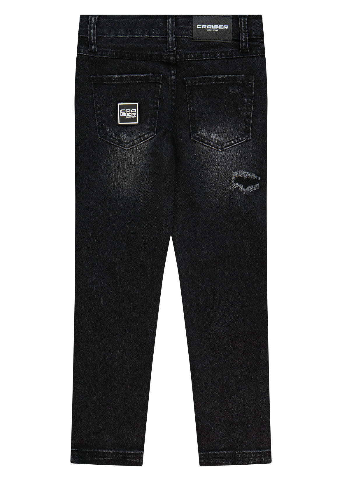 מכנסי ג'ינס CRAISER בשטיפה אפורה וקרעים עדינים לילדים BLACK / 2Y