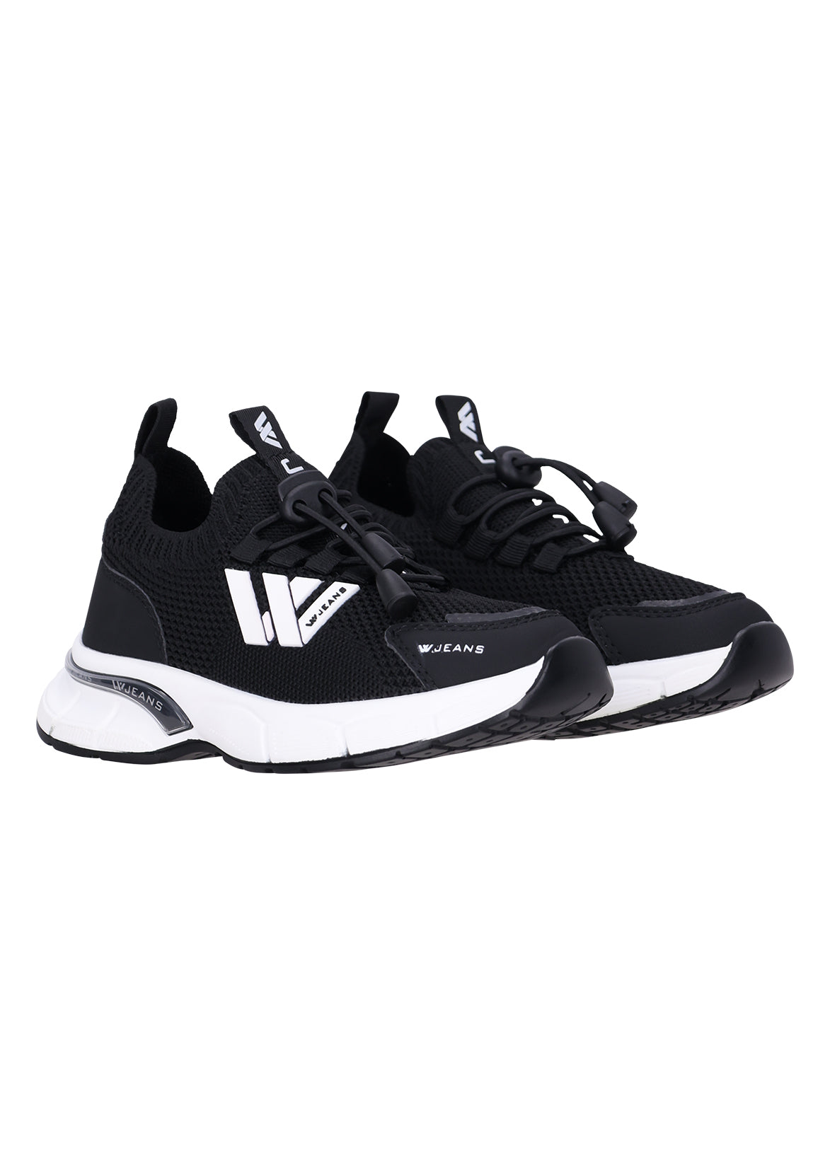 נעלי ספורט W JEANS עם גפת סריג ופרטי לוגו לילדים BLACK / 21