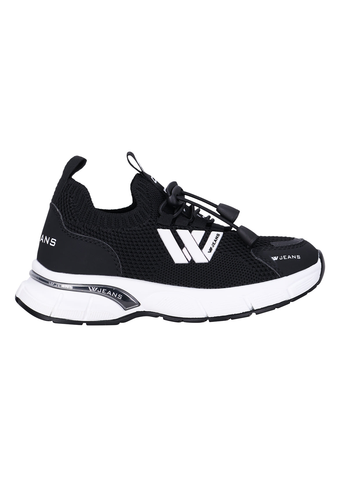 נעלי ספורט W JEANS עם גפת סריג ופרטי לוגו לילדים BLACK / 21