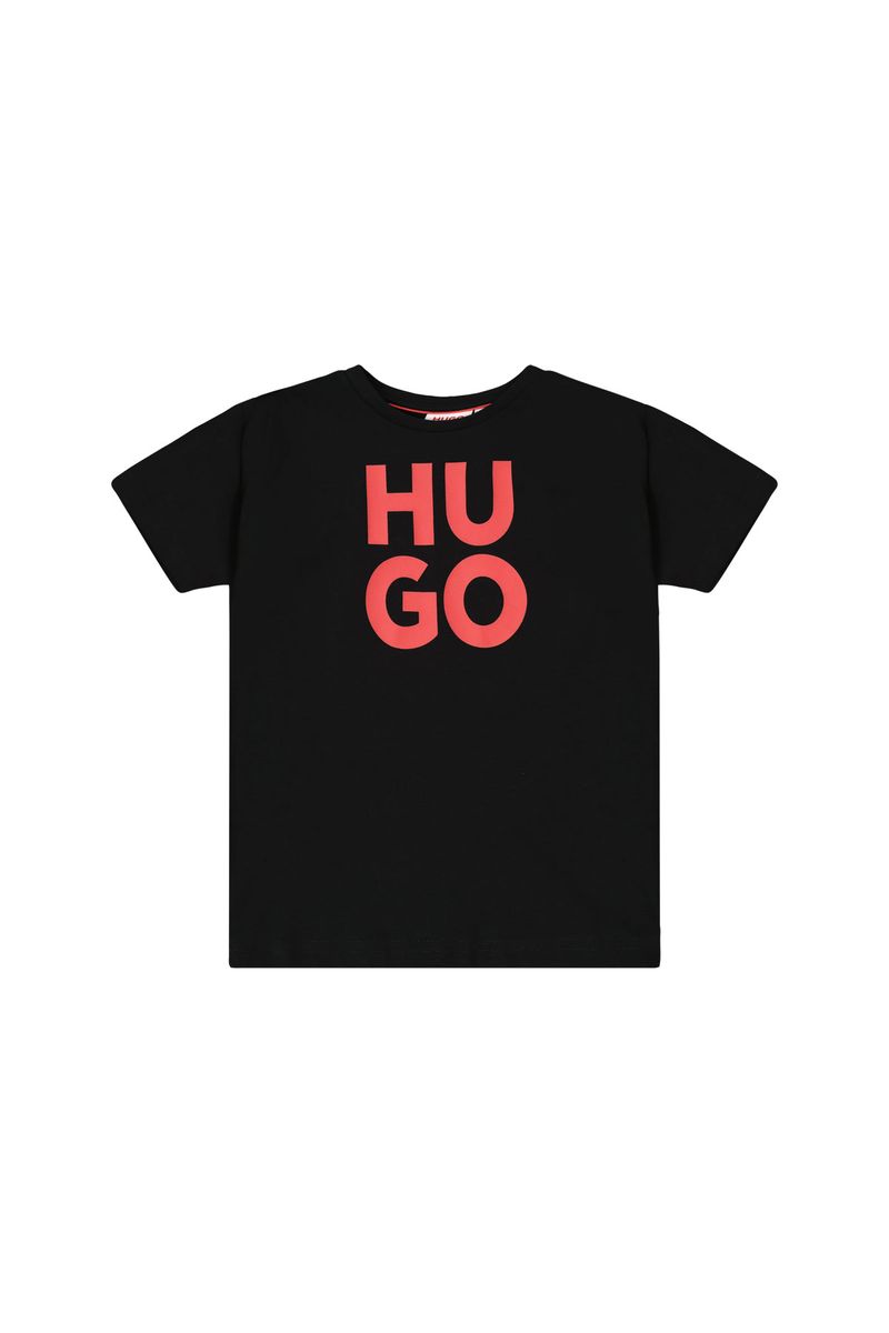 חולצת טי שרט HUGO לוגו לילדים Black / 4Y