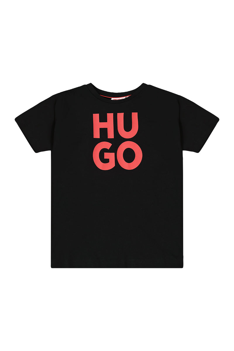 חולצת טי שרט HUGO לוגו לילדים Black / 4Y