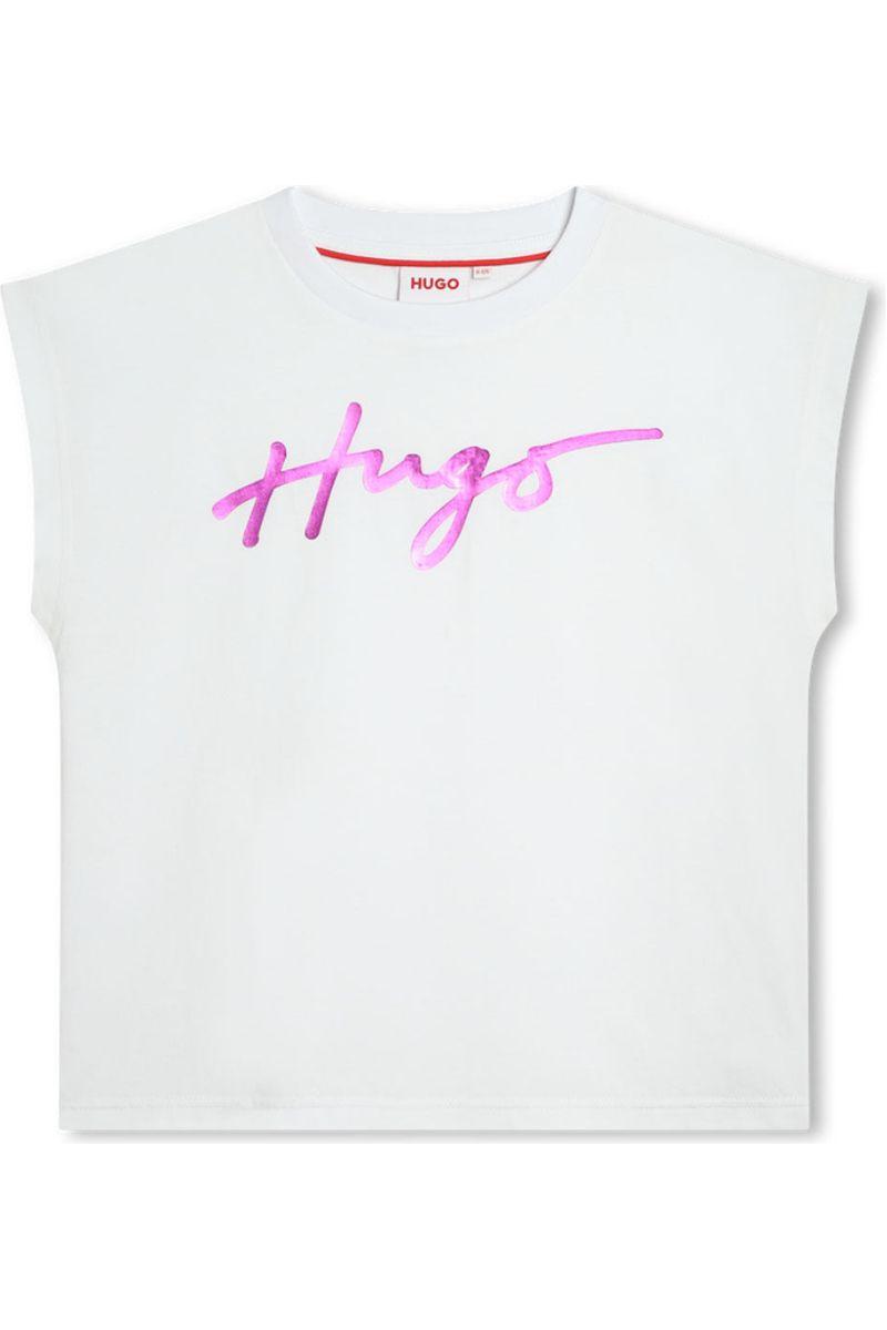 חולצת טי שרט HUGO ללא שרוולים לילדות