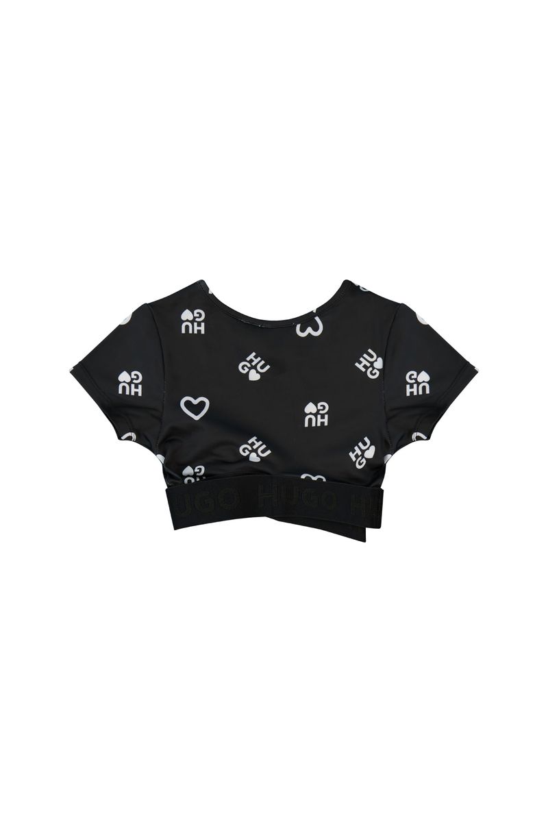 חולצת טי שרט HUGO לבבות לילדות Black / 4Y