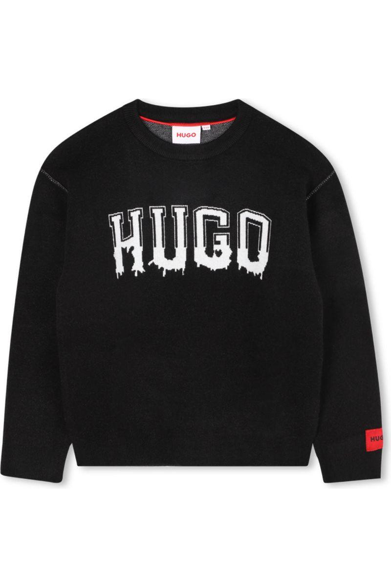 חולצת סריג HUGO לוגו מותג באמצע לילדים