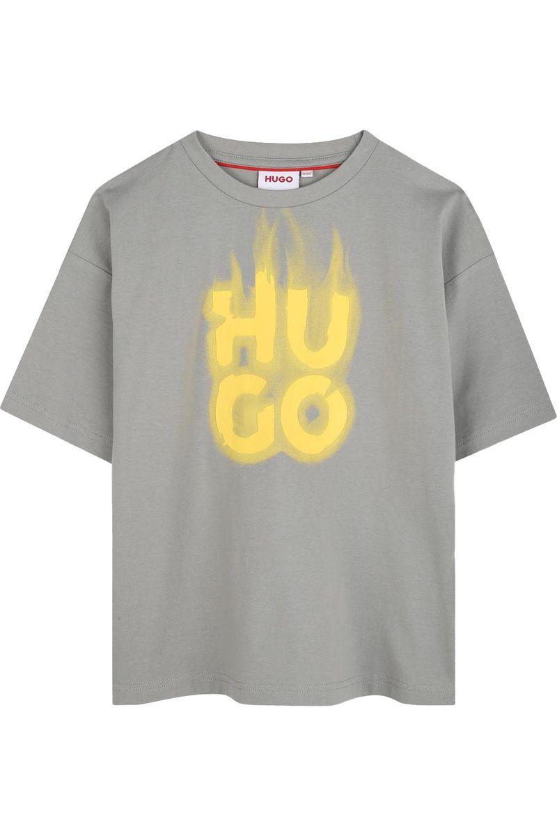 חולצת טישרט HUGO הדפס לוגו בוער לילדים