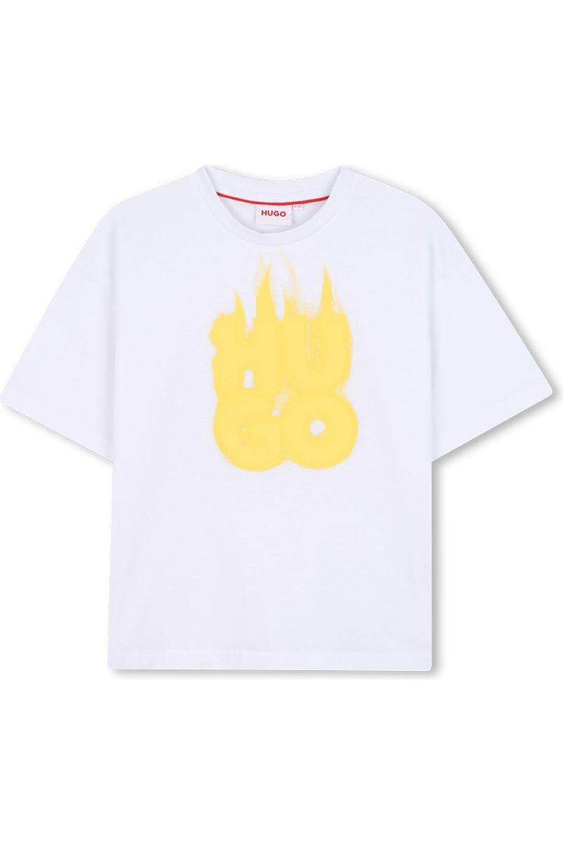 חולצת טישרט HUGO הדפס לוגו בוער לילדים