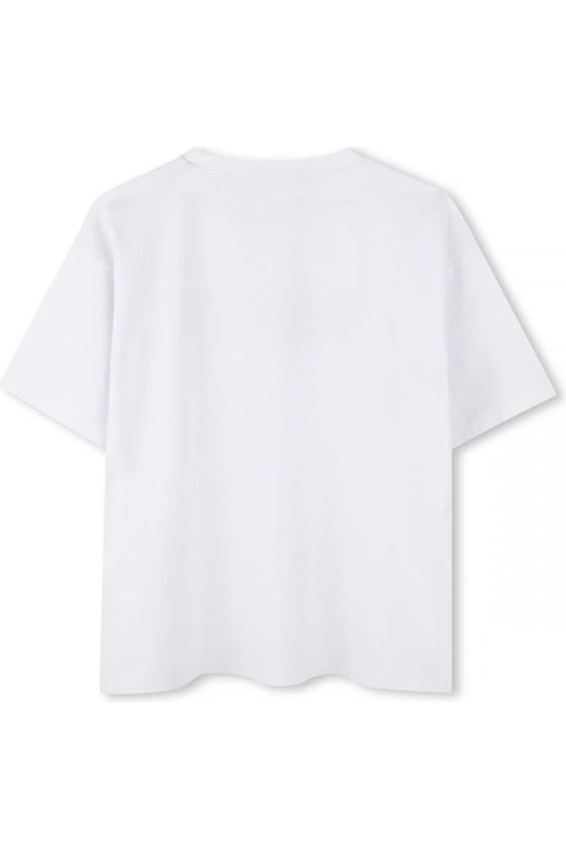 חולצת טישרט HUGO לבנה הדפס לוגו מטושטש לילדים