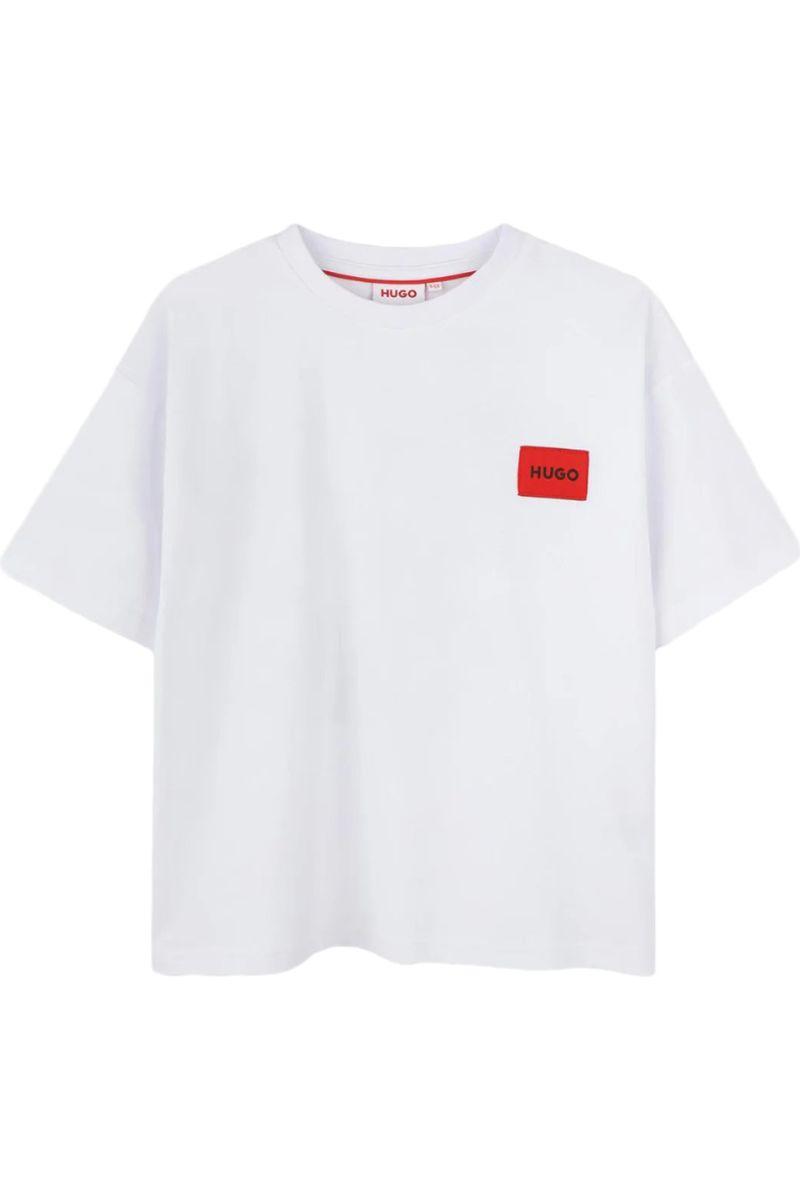 חולצת טישרט HUGO לוגו ריבוע אדום בצד לילדים