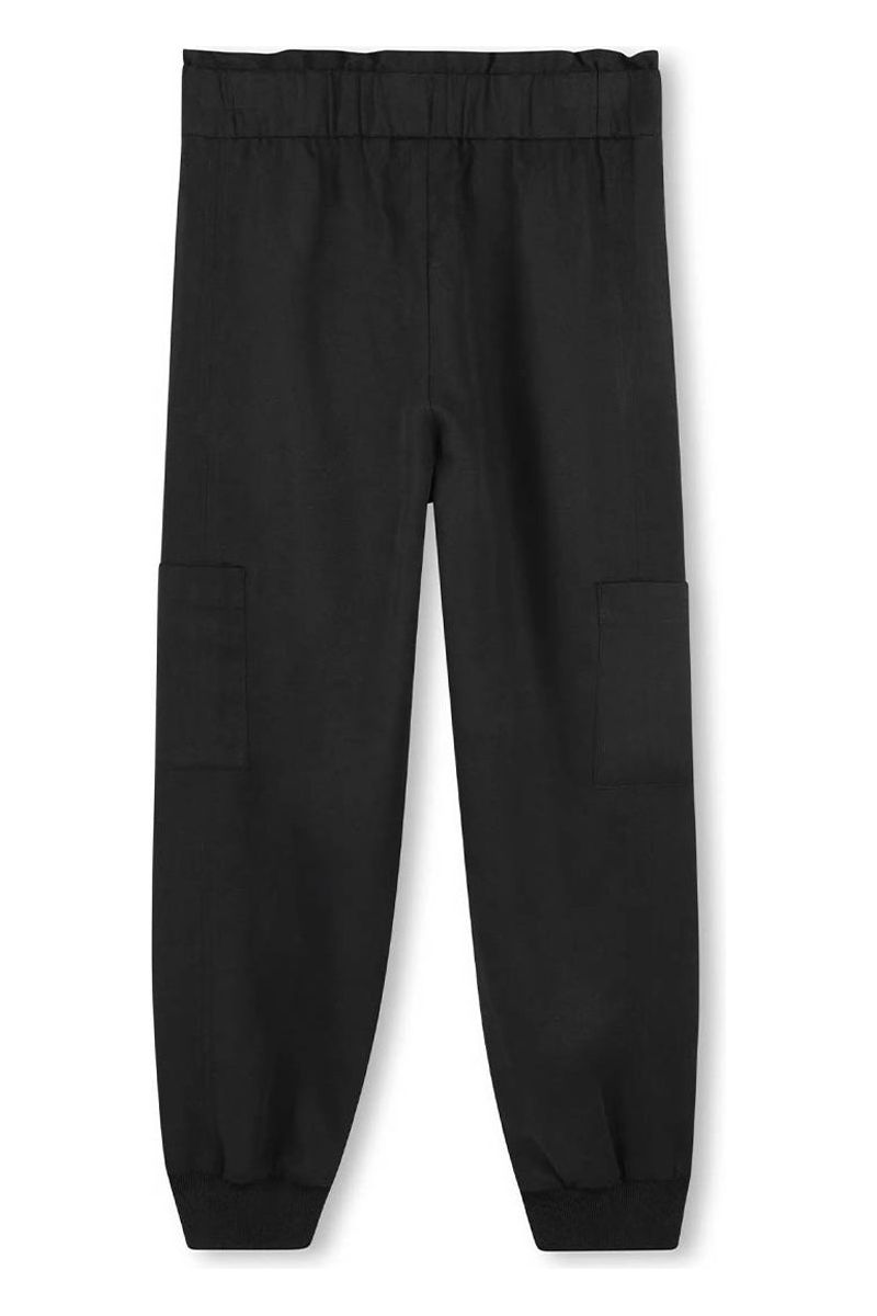 מכנסי ג'וגר HUGO שחורים עם כיסי צד ועיטור לוגו לילדות