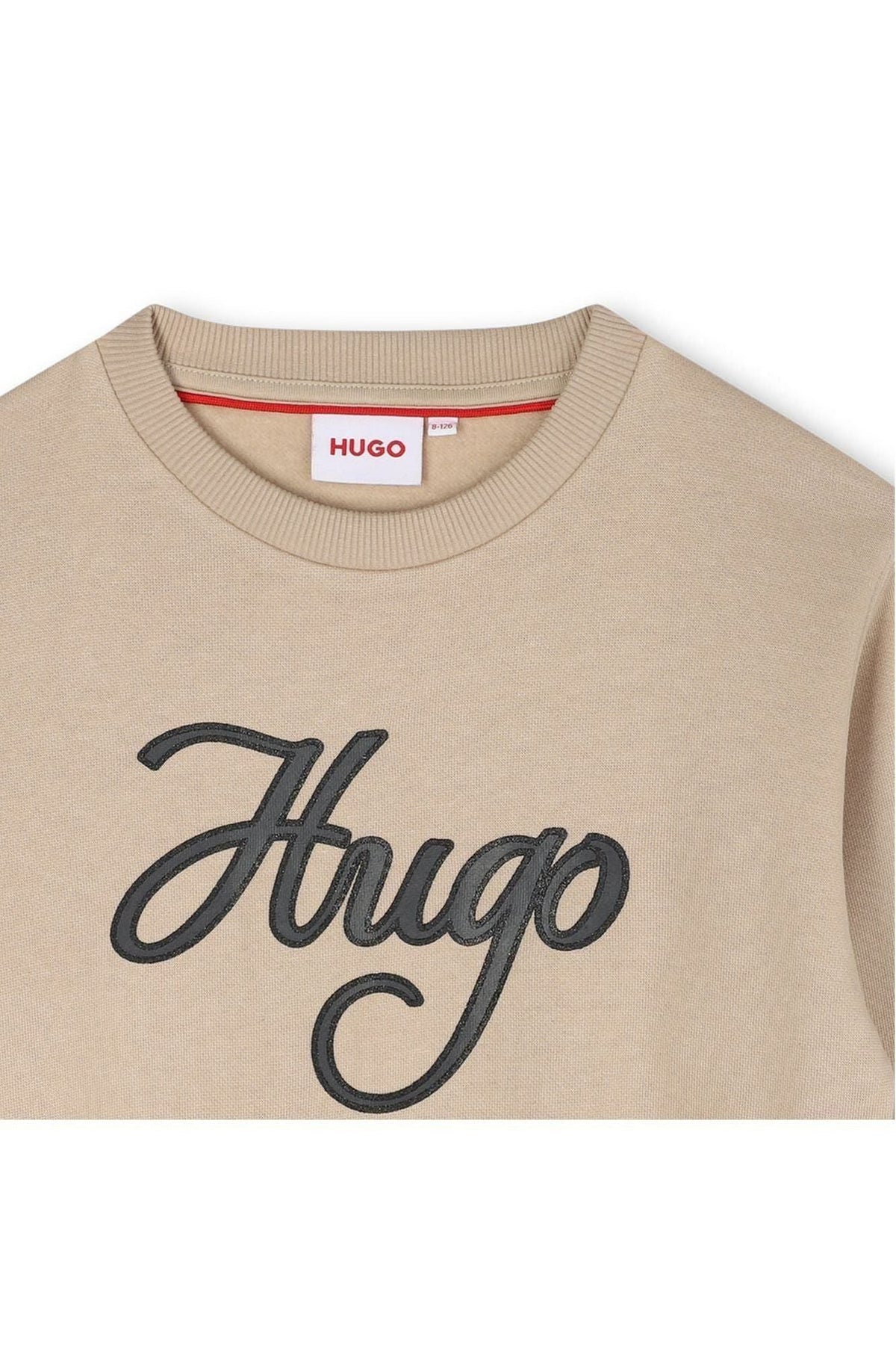 סוויטשירט HUGO ממותג באמצע לילדות BROWN / 4Y